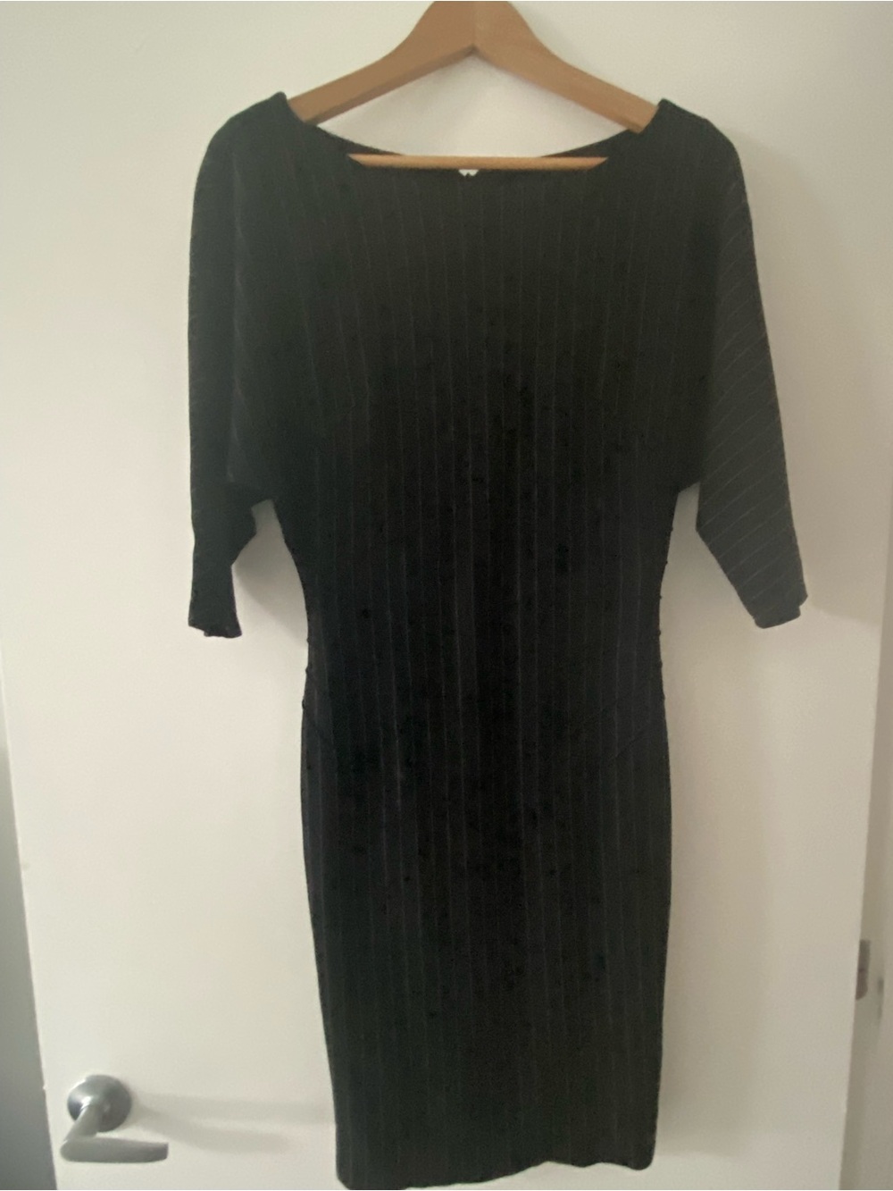 le chateau Black Pinstripe Midi Dress